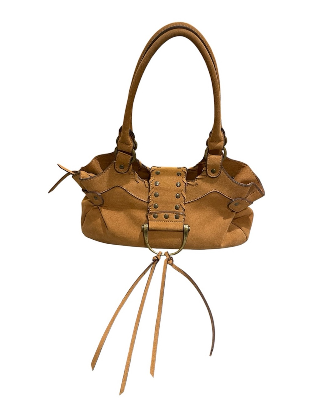 Cato Cognac Faux Leather Hobo Shoulder Bag Boho Whipstitch Purse